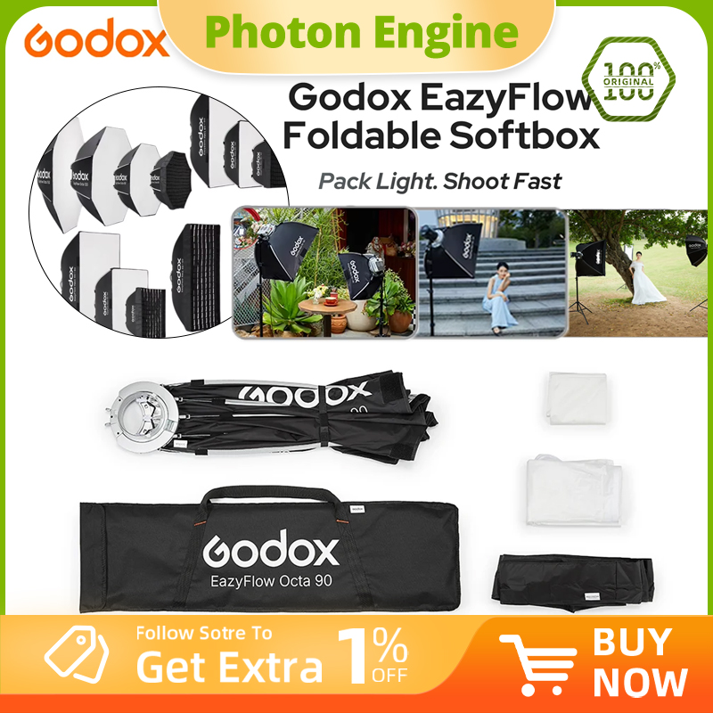 Photography Lighting Set Up - Softbox dobrável Godox EazyFlow com montagem